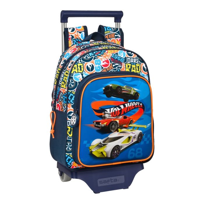 Mochila Escolar Con Ruedas Hot Wheels Challenge Azul Marino X X Cm Bixoto