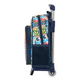 Mochila Escolar Con Ruedas Hot Wheels Challenge Azul Marino X X Cm Bixoto