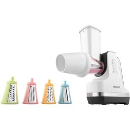 Sencor SSG 4500WH Robot de cuisine multifonction - Trancheuse et râpe électrique 150 W, 6 accessoires inclus (tube 57 mm), blanc
