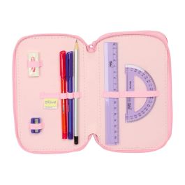 Pochette à crayons triple Lilo & Stitch Ice cream Rose 12,5 x 19,5 x 5,5 cm 37 Pièces