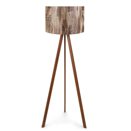 Lampe sur pied "Qinhuangdao-1" OPV-780SGN3438 Bois Tissu Abat-jour Cylindrique Douille E27