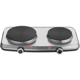 Sencor Plaque chauffante SCP 2256SS - 2 plaques en acier inoxydable (15 et 18 cm), thermostat réglable continu, protection surchauffe, antidérapant