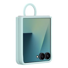 Samsung Coque Silicone avec Anneau pour Galaxy Z Flip7 - Light Cyan