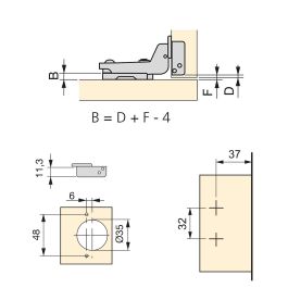Emuca Lot de 20 charnières super coudées X91 à fermeture amortie avec embases à visser, Hauteur 0, Acier, Titane