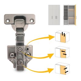 Emuca Lot de 20 charnières super coudées X91 à fermeture amortie et embases Euro, Hauteur 0, Acier, Titane