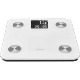 Sencor SBS 6025WH - Balance Pèse-Personne Connectée - Ecran LCD - Analyse Graisse, Eau, Muscle, IMC - Mémoire 12 Utilisateurs - Capacité 180 kg - Blanc