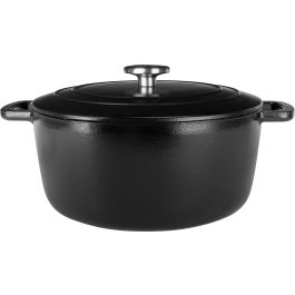 Cosy & Trendy Cocotte en fonte émaillée Ø24 cm 4,6 L noire avec couvercle, compatible induction