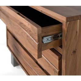 GINER Y COLOMER Commode 3 tiroirs en bois d'acacia massif et métal, couleur naturel, 91x40x81 cm