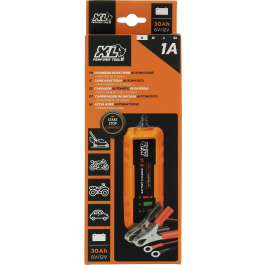 Xl Perform Tools XLPT - Chargeur de batterie 12V/6V, 1A 20W intelligent, câble 3m détachable avec pinces crocodile et cosses à œillet - Protection IP65