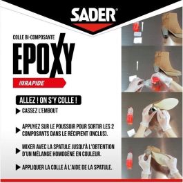 Colle époxy - SADER - Bi-composant rapide - Tous supports - Forte et résistante - Transparent - Seringue 25 ml