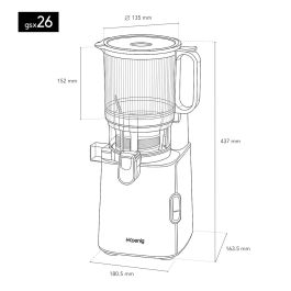 Hkoenig Extracteur de jus GSX26, grande ouverture, 250W, 1.8L, Noir