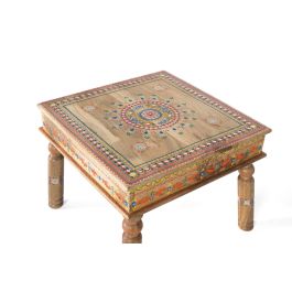GINER Y COLOMER Table de Centre en Bois de Mango avec Détails Peints à la Main - Structure Robuste, Finition Artistique et Artisanale