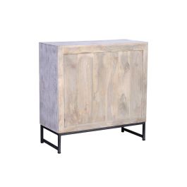 GINER Y COLOMER Buffet 3 tiroirs en bois de manguier et métal, finition blanc vieilli et piètement gris, 80x80x35 cm