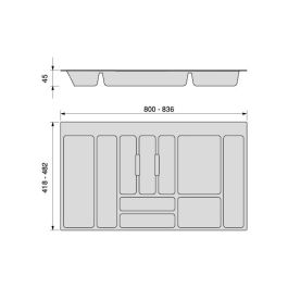 Emuca Range-couverts Optima pour tiroir universel, module 900mm, Plastique, Gris
