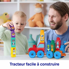 Mega Bloks JKG33 - Tracteur des animaux à construire - 30 pièces avec 8 animaux - Jeu de construction pour enfants dès 1 an et demi