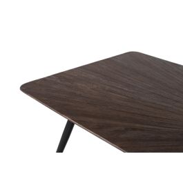 GINER Y COLOMER Table de Salle à Manger en Bois de Teca Recyclée et Métal, Plateau Rectangulaire 200 cm avec Motif Radial et Pieds Noirs Inclinés