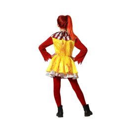 Déguisement de Clown Enfant Fille Jaune avec Robe et Pompons Rouges Taille 5-6 Ans pour Halloween et Fêtes