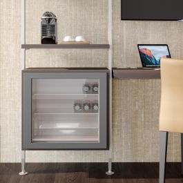 Emuca Kit de fixation pour 1 étagère en bois, 1 module et 1 tringle de suspension longueur 1m Zero, Zamak, Gris pierre peint