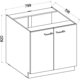 MODENA - Meuble bas - 2 portes battantes - 80 x 52 x 82 cm - Chene artisan / Noir mat - Plan de travail non inclus