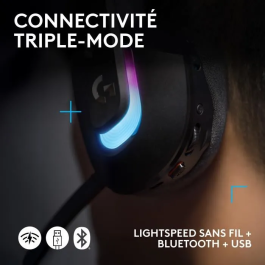 Logitech G Casque Gaming Sans Fil G522 LIGHTSPEED Noir - Son Surround DTS Headphone:X 2.0, Micro Détachable, Rétroéclairage RGB LIGHTSYNC, Autonomie 30h