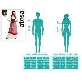 Déguisement Mesonera Adulte Femme Rouge, Ensemble 6 Pièces Veste Corset Ceinture Jupe et Pochette, Style Médiéval et Templier, Taille XS-S