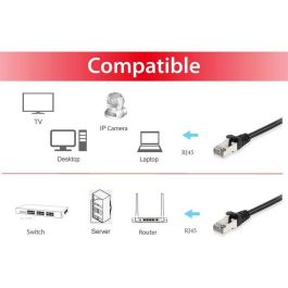 EQUIP Câble Patch RJ45 Cat6 S/FTP 1 m Noir - Câble Ethernet Gigabit Blindé, PoE+, LSZH, 605590