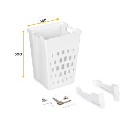 Emuca Panier à linge avec système de porte basculante, pour module 450 mm Laundry, plastique et acier, blanc