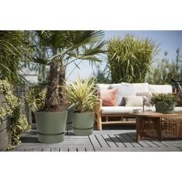 Elho Pot de fleurs rond Greenville 30 - Extérieur - Ø 29.5 x H 27.8 cm - Vert Feuille