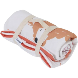 Tineo - Tapis de jeu nomade bébé 100 x 100 cm en jersey de coton, motif alpagas coloré, avec poignée de transport intégrée