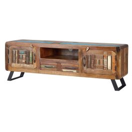 GINER Y COLOMER Meuble TV 2 portes et 2 tiroirs en bois massif recyclé avec pieds en fer, coloris multicolore - 160x54x40 cm Precio: 755.988. SKU: B1CD3RLYEY