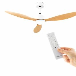 Ventilateur de Plafond avec Lumière LED et 3 Pales ABS Wuled InnovaGoods Bois 36 W 52" Ø132 cm