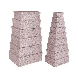 Set de boîtes décoratives Versa Rouge Carton Roses (15 Pièces)