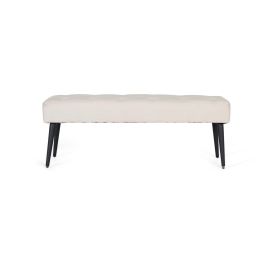 GINER Y COLOMER Banc avec assise en tissu beige capitonnée, structure en bois et pates coniques en fer noir, nécessite un montage Precio: 191.988. SKU: B1GVF5DZXN