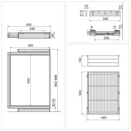 Emuca Kit tiroir en fil métallique et rack ajustable Quartz pour armoires, glissières extension totale et à fermeture douce, Module 70cm, Finition Titane