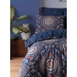 Parure de lit 1 housse de couette 220x240 cm + 2 taies d'oreiller 60x60 cm 65% coton 35% polyester Bleu ASI8683743944620