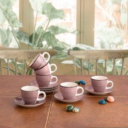 Tasse avec sous-tasse Quid Vita Morning Rose Céramique 90 ml (6 Unités)