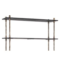 GINER Y COLOMER Étagère Bibliothèque Industrielle 5 Niveaux en Métal et Bois, Couleur Noir et Bronce, Structure Modulaire Ouverte pour Bureau