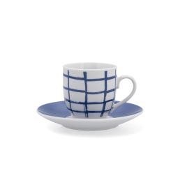 Tasse avec sous-tasse Quid Kansas Bleu Céramique 90 ml (6 Unités)