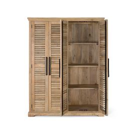 GINER Y COLOMER Armadio en bois de mangle massif naturel, 4 portes avec penderie et étagères réglables, 190 x 150 x 50 cm