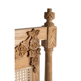 GINER Y COLOMER - Cabecero en tête de lit en bois massif de teck avec panneau en canne tressée, design Louis XVI classique, finition naturelle - 174 cm