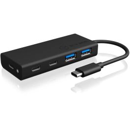 USB HUB 5Port ICY BOX 2xUSB3.0 2xUSB-C 1xUSB Power Delivery 60W SuperSpeed passiv Black