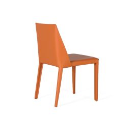 GINER Y COLOMER - Jeu de 2 Chaises Design à Assise en Simili Cuir Orange avec Pieds Antidérapants - H80 x L46 cm