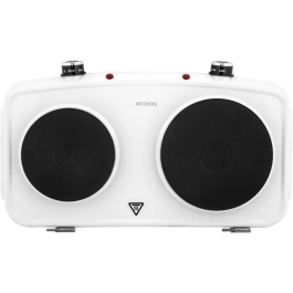 Sencor Plaque chauffante portable SCP 2271WH-EUE4 - 2500 W, 2 plaques (18 et 15 cm), thermostat réglable, sécurité surchauffe, pour camping