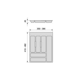 Emuca range-couverts Optima pour tiroir universel, module 450mm, Plastique, Gris antracite