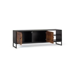 Giner y Colomer Meuble TV Moderne en Palissandre et Bois de Manguier avec 2 Portes et 2 Espaces de Stockage, Pieds en Métal, 150 cm x 50 cm x 40 cm, Noir et Marron