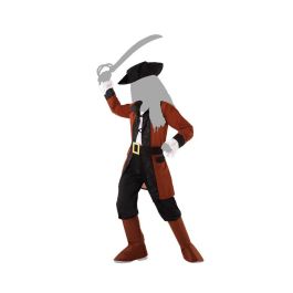 Déguisement Pirate Enfant Marron 7-9 Ans - Ensemble 6 Pièces (Pantalon, Casaque, Ceinture, Cubrebotas, Chapeau) en Polyester