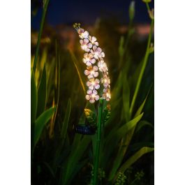 Galix G2622 Décoration lumineuse solaire Violette - 65 cm métal, 15 LED blanc chaud 3 lumens, 8h autonomie