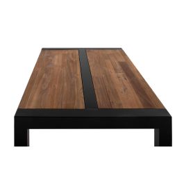 GINER Y COLOMER Table de Centre en Bois de Teca et Métal 120x90x46 cm Noir Naturel avec Protections Antidérapantes