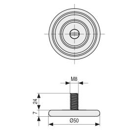 HERRAJES ALK Pie Nivelador Toni Ø50 M8X24 Negro
