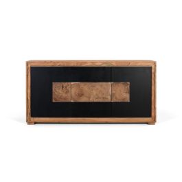 GINER Y COLOMER - Buffet contemporain en bois de mangue et pieds en fer - 3 portes noires - Coloris naturel et noir - Dimensions portes: 73x58 cm Precio: 1643.988. SKU: B12S5TYRXS